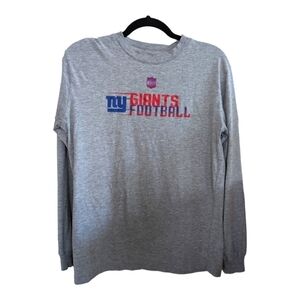 NFL NY Giants Gray Cotton LS Logo Tshirt Size Large (14-16) GUC
